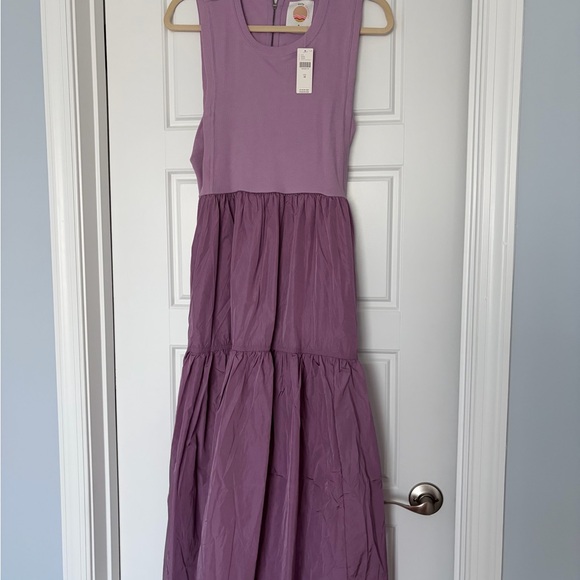 Anthropologie Daily Practice Brand Chic Lavender Midi Dress with Side Accents. - Picture 5 of 6